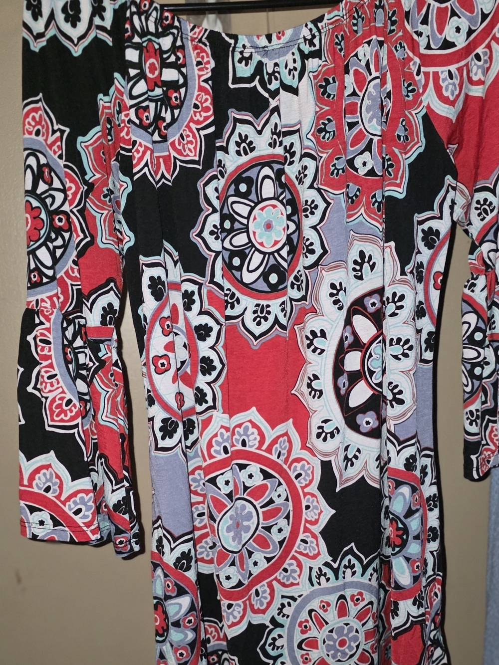 Voll Style Red and Black Medallion Print Tunic